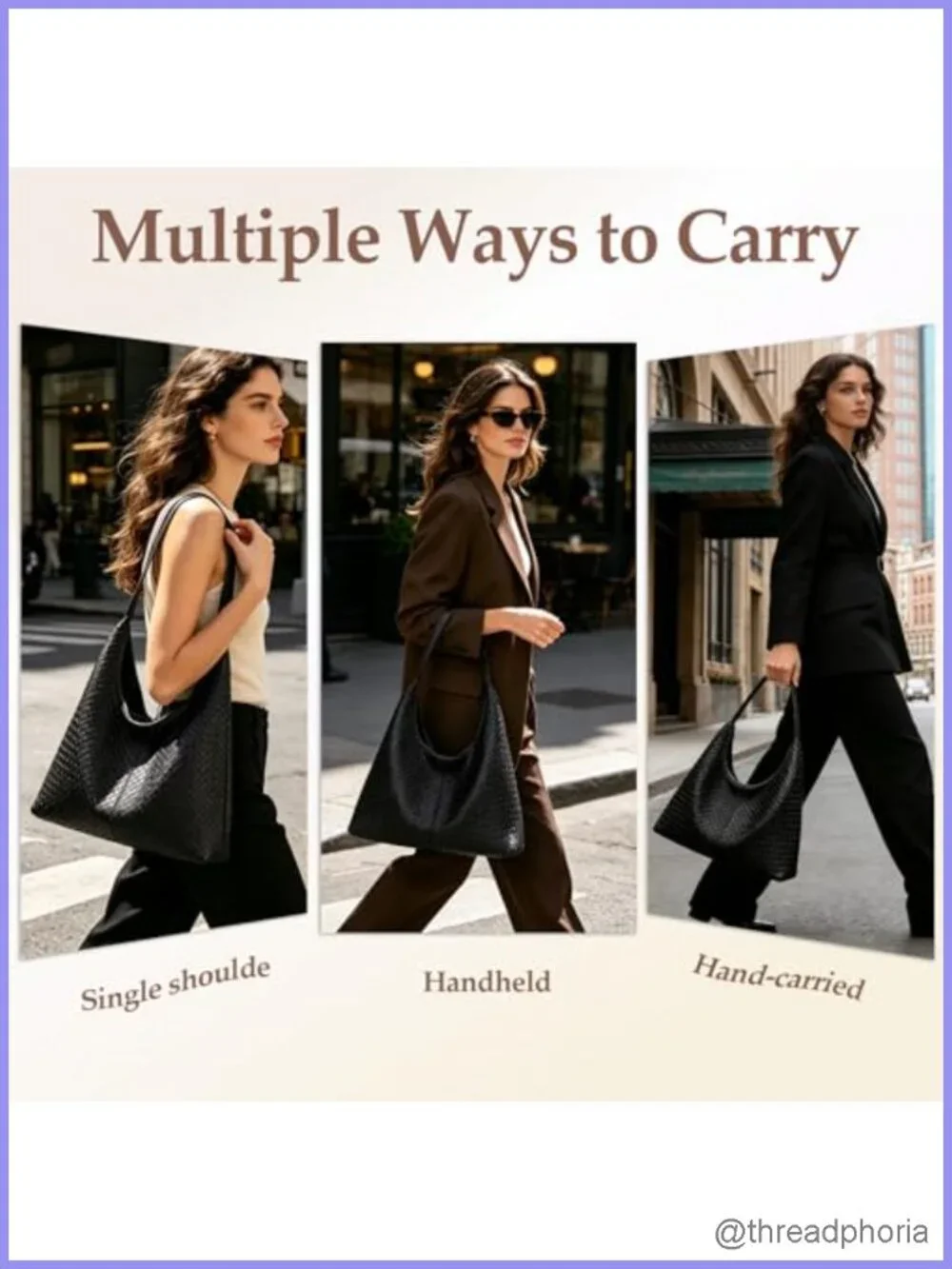 Large Woven Textured Vegan Leather Hobo Tote Shoulder Bag for Women